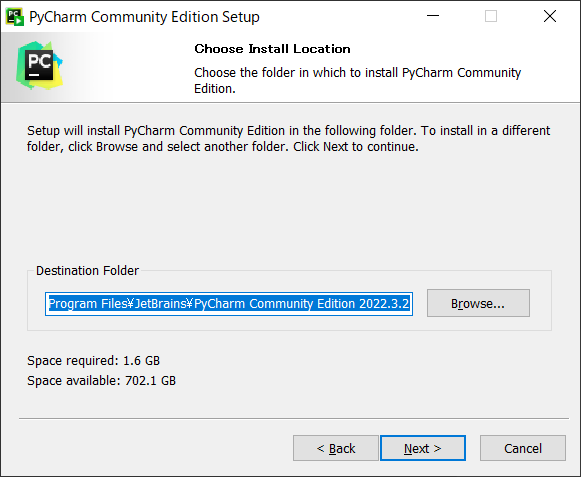PyCharmのインストールの画面02